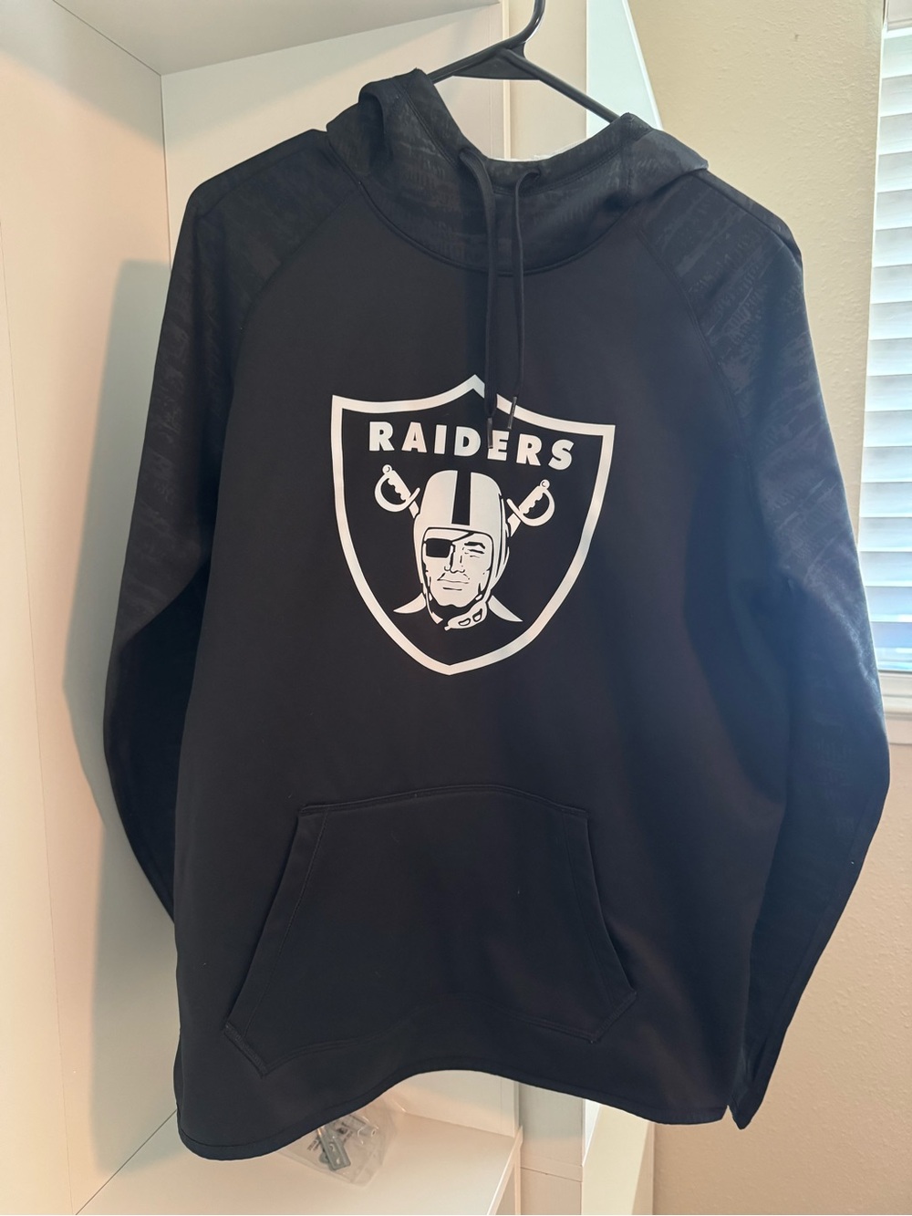 Nike Black Raiders Logo Pullover Hoodie with White Crest